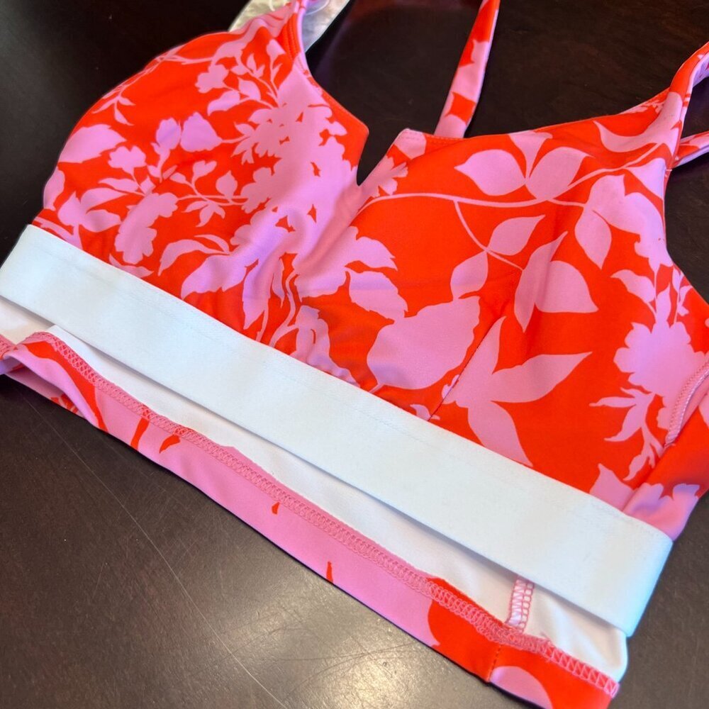 Women’s Pink & Red Floral Bike Shorts Set - Breathable Activewear - Picture 3 of 11